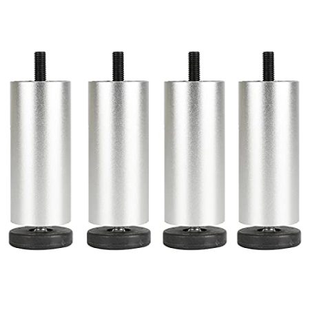 JFUNANQH Metallmöbelbeine verstellbar, runde Couchtischbeine, 4 Stück, für DIY-Küche, Badezimmer, Esstisch, Schrank, Ersatzmöbelfüße, Sofabeine, Schreibtischbeine, Silber-18 cm