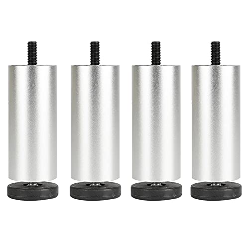JFUNANQH Metallmöbelbeine verstellbar, runde Couchtischbeine, 4 Stück, für DIY-Küche, Badezimmer, Esstisch, Schrank, Ersatzmöbelfüße, Sofabeine, Schreibtischbeine, Silber-18 cm