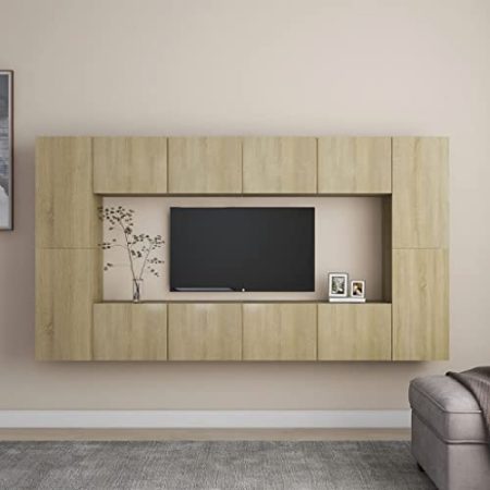 INLIFE 8-TLG. TV-Schrank-Set Sonoma-Eiche Spanplatte-8984