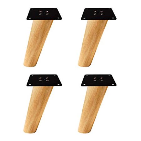 WYRMB Massivholz-Gummiholz-Möbelbeine, neigbare, konische Sofabeine, DIY-Ersatzbeine für Bücherregal/Couch/Couchtisch/Schrank/TV-Schrank, mit Zubehör, 4er-Set (10 cm)