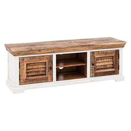 HOMELIV. Bahia Lowboard in weiß/Natur, Mangoholz, im Landhausstil, mit viel Stauraum, das Highlight in Ihrem Esszimmer