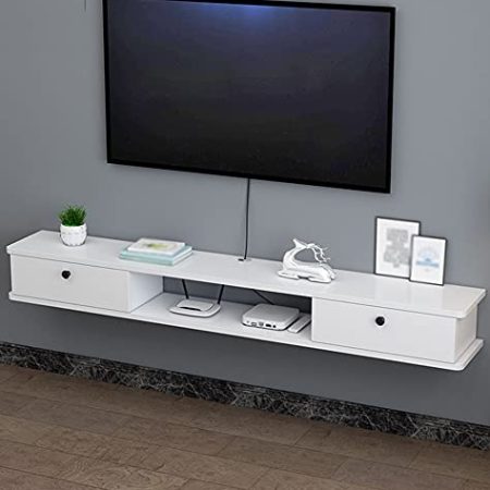 TV Board HäNgend HäNgeschrank, Leitungsloch-Design Schwebender Tv-Schrank Aus Holz Mit Schublade, Geeignet Zum Aufbewahren Von Routern, Set-Top-Boxen, Dvd-Playern/A / 140cm