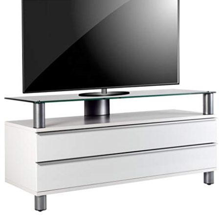 VCM TV Lowboard Schrank Tisch Rack Fernseh Fernsehtisch Konsole Möbel weißlack / schwarzglas 55 x 120 x 40 cm "Dasano"