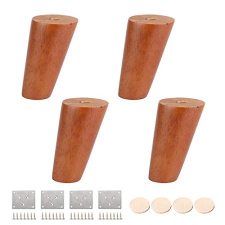 WYRMB Massivholz-Möbelbeine, Couchtischbeine, neigbare, konische Sofabeine, DIY-Ersatzbeine für Couch/Schrank/DIY-Schreibtisch/TV-Schrank/Nachttisch, mit Zubehör, 4er-Set (10 cm)