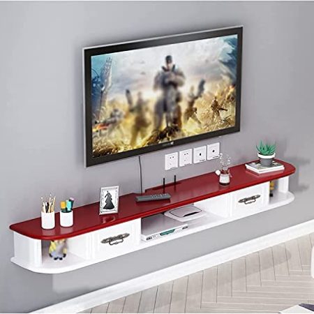 IisrAr TV-Ständer, Schrank, TV-Wandeinheiten für Wohnzimmer, TV-Konsole, TV-Ständer, Wandschrank, schwimmende Unterhaltungseinheit für/DVD/CD/AV-Geräte/Wohnzimmer
