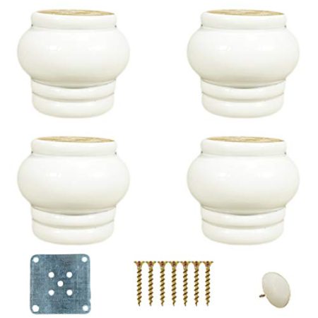 Generisch 4X Massivholz-Ersatzmöbelfüße, runde, fertige Brötchenbeine, Eukalyptus-Sofabeine, Schrank, Ottomane, TV-Ständer, Kommode, Stuhl, Bett, Couchtisch, Loveseat-Bein, mit Zubehör, 7,5