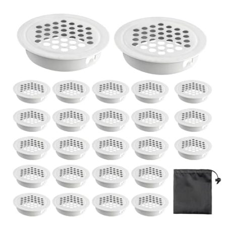 25 Stück Lüftungsgitter Aus Edelstahl, 35 Mm Runde Lüftungsgitter, Lüftungsgitter In Weiß, Atmungsaktives Schranknetz, Geeignet Für Schuhschränke, Weinschränke, Schränke