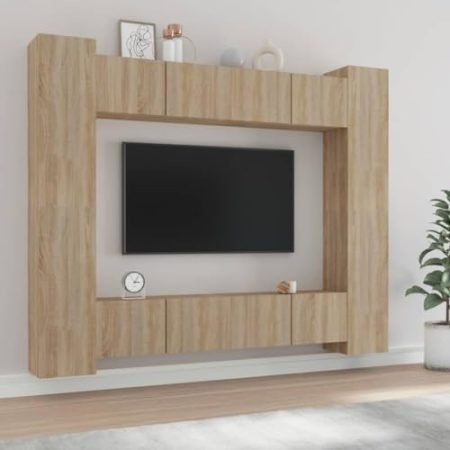 AJSEOYBS Fernseher unterschrank,Tv Schrank HäNgend 8-TLG. Tv-Schrank-Set Sonoma-Eiche Holzwerkstoffgeeignet Geeignet für Wohnzimmer, Schlafzimmer, Büro, Empfangsraum, Arbeitszimmer