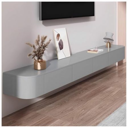 TV-Einheit, schwebender TV-Ständer, an der Wand montierter TV-Schrank mit Tür und Schublade, schwebende Regale, Entertainment-Medienkonsole, große TV-Stauraumbank für Wohnzimmer und Büro (T,