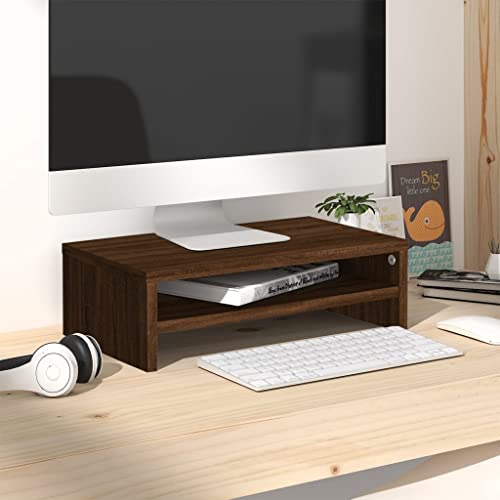 AJJHUUKI Entertainment Centers & TV Stands-Monitorständer Braun Eiche 42x24x13cm Holzwerkstoff
