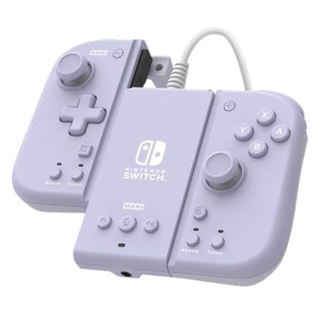 HORI Split Pad Compact Attachment Set (Violetto Lavanda) Ergonomischer Controller für den tragbaren Modus mit kabelgebundenem Adapter für Nintendo Switch/OLED - Offizielles Lizenzprodukt von Nintendo