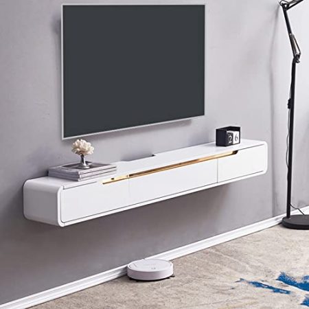 FPIGSHS TV Lowboard Hängend mit 2 Schublade, TV Board 120/160/180/200Cm, Modern TV Schrank mit Kabelmanagement, Wohnzimmer Hängeschrank Multimedia Wandregal (D, 150CM)