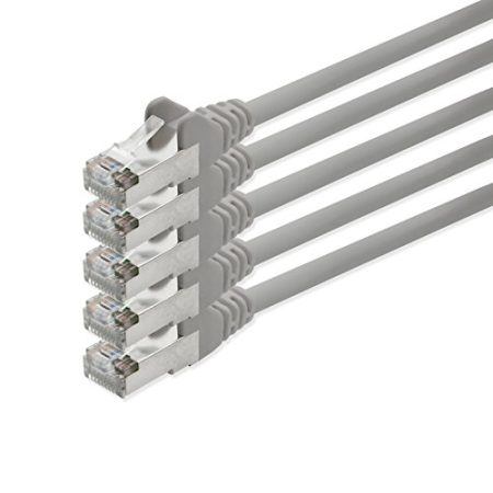 1aTTack CAT5 FTP Foliengeschirmt Netzwerkkabel mit 2x RJ45 Stecker Set (5 Stück) 2m grau