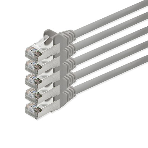 1aTTack CAT5 FTP Foliengeschirmt Netzwerkkabel mit 2x RJ45 Stecker Set (5 Stück) 2m grau