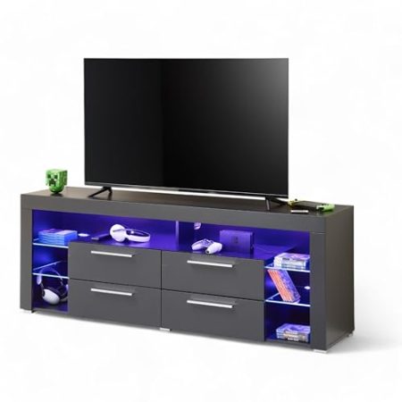 Goal TV-Lowboard mit LED-Beleuchtung, Carbon Optik - TV Schrank mit viel Stauraum für Ihr Wohnzimmer - 179 x 67 x 44 cm (B/H/T)