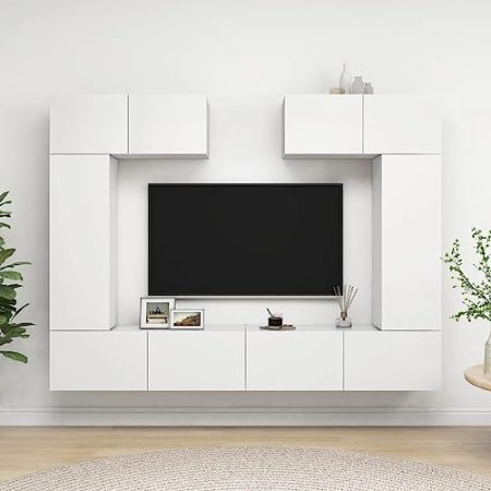 ZQQLVOO Fernsehkommode Wohnzimmer möbel TV möbel 6-TLG. TV-Schrank-Set Weiß Holzwerkstoff