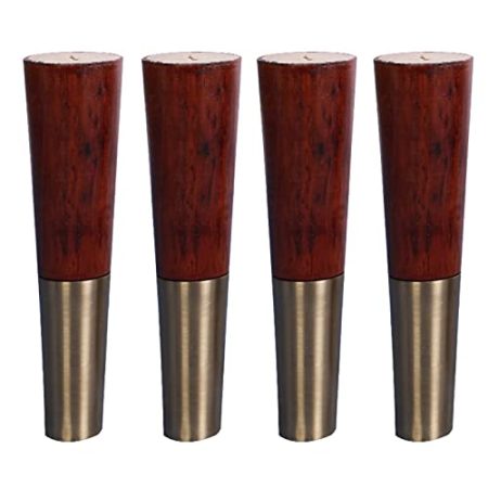 4er Set Möbelfüße,Walnussfarbene Bettfüße,Tischbeine,Sofafüße,Schrankbeine,Gummiholz mit Messinghülse,für Nachttisch,Couchtisch,Schreibtische,Zubehör Inklusive (35cm/13.8in)