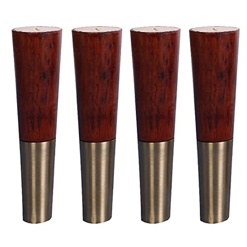 4er Set Möbelfüße,Walnussfarbene Bettfüße,Tischbeine,Sofafüße,Schrankbeine,Gummiholz mit Messinghülse,für Nachttisch,Couchtisch,Schreibtische,Zubehör Inklusive (35cm/13.8in)