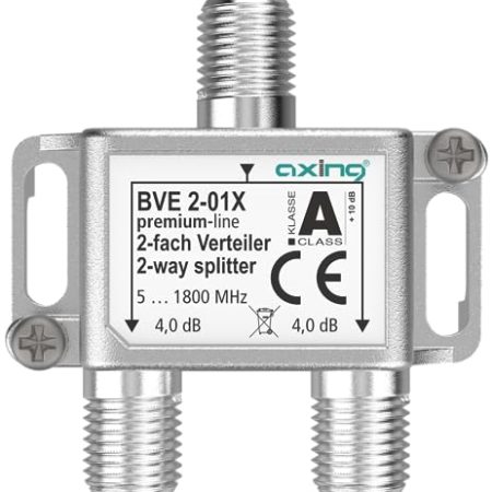 Axing BVE 2-01X 2-Fach Verteiler 4 dB 5-1800 MHz TV Data Internet Kabelfernsehen