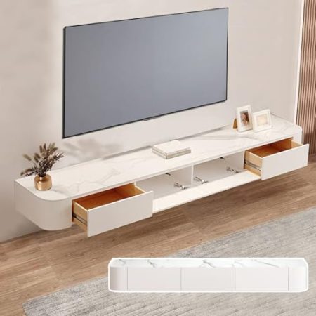 XDCXYD Schwebender TV-Ständer Lagerregale An Der Wand Montierter TV-Schrank Ausgehöhlter TV-Schrank Mit Kabellöchern Mehrere Größen Und Farben Diele & Flur (Muster, 180 * 20 * 24CM)