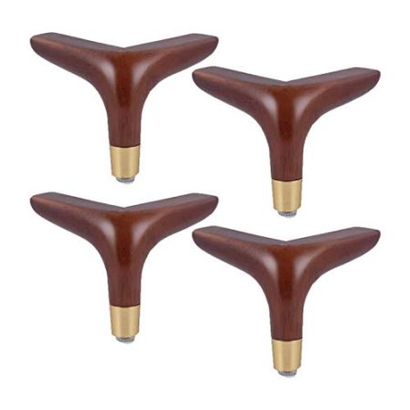 XBSXP 4 Stück Holz Tisch Möbel Beine, Ersatz Dreizack Möbelbeine für Schlafsofa Kleiderschrank Stuhl Beine Eiche Holz Möbel Beine Mahagoni (rechter Winkel),Fillet