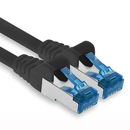 freiwerk 10.0 M - CAT-6a Netzwerk-Kabel, Ethernet, Lan & Patch Kabel RJ-45 SFTP 10GB/s - 1 Stück Schwarz