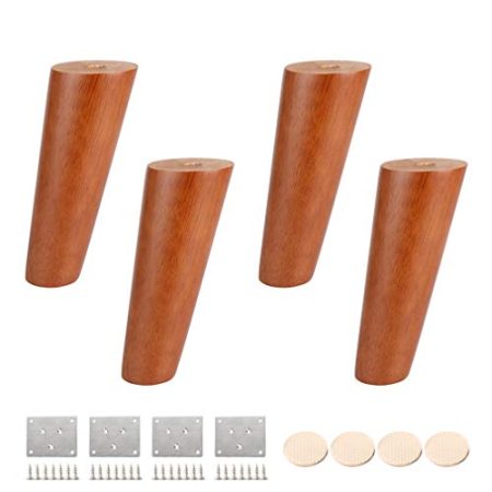 WYRMB Massivholz-Möbelbeine, Couchtischbeine, neigbare, konische Sofabeine, DIY-Ersatzbeine für Couch/Schrank/DIY-Schreibtisch/TV-Schrank/Nachttisch, mit Zubehör, 4er-Set (15 cm/5,9 Zoll)