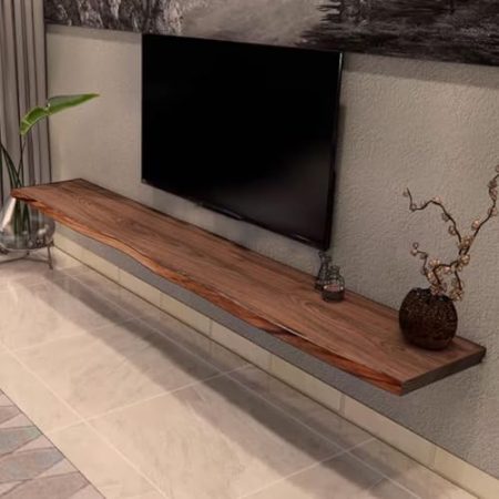 Tv Schrank Hängend Offene Lagerung Tv Schrank Holz Keine Montage Erforderlich Länge 60/100/125/140cm Mehrere Größen (Naturbelassen, Farbe Walnuss)(Multi-Colored,125x25x5cm)