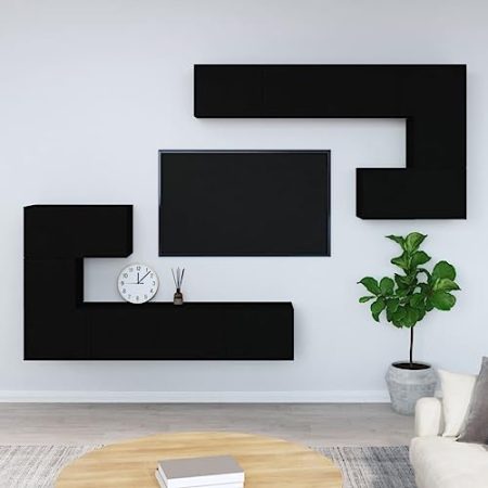 Youuihom Medienkonsole Media-Schränke TV-Schrank Wandschrank TV-Wandschrank Schwarz Holzwerkstoff Geeignet für Medienraum, Wohnzimmer, Arbeitszimmer, Schlafzimmer
