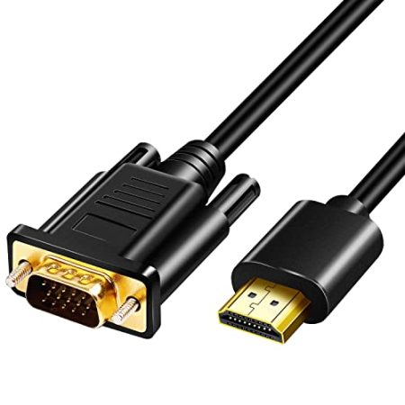 HDMI auf VGA Stecker auf Stecker, 1,8 Meter Full HD 1080P HDMI auf VGA Kabel, HDMI zu SVGA Konverter mit vergoldeten Anschlüssen für Desktop, Projektor, HDTV, Raspberry Pi, Roku, Xbox usw (1,8 m)