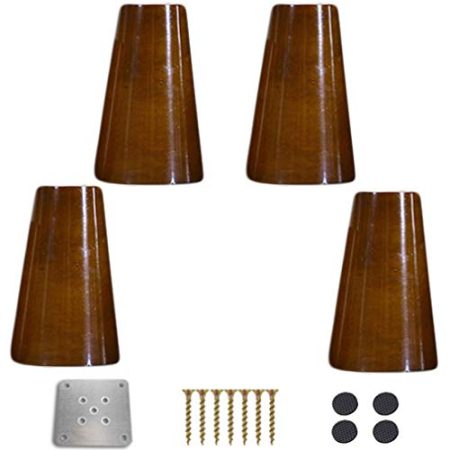 Generisch Walnussfarbene Küchenmöbelbeine, Massivholz-Ersatzschrankfüße, vertikale runde Sofafüße, Stuhl/Sofa/Ottomane/Couchtisch/Bett/TV/Kommode-Zubehör, mit Montageplatte