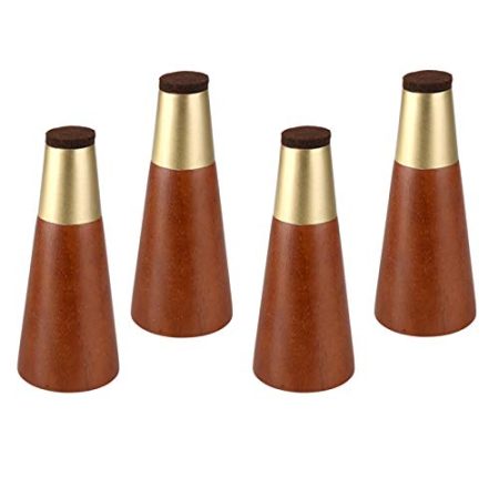 Generisch 4 Stück Massivholz, Sofabeine, konische Ersatzfüße aus Holz, Sockelfüße, DIY-Hardware-Zubehör, für TV-Schrank-Betttisch, Installation mit M8-Schrauben, Messingsockel, Walnuss (vert