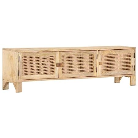 TV-Schrank ,Aufbewahrungsschränke,Konsolenschränke,Vitrinenschränke,TV-Möbel,Zentrales Kabinett,Dekorative Schränke,für Wohnzimmer,Arbeitszimmer,140x30x40 cm Mango Massivholz und Rohrgeflecht