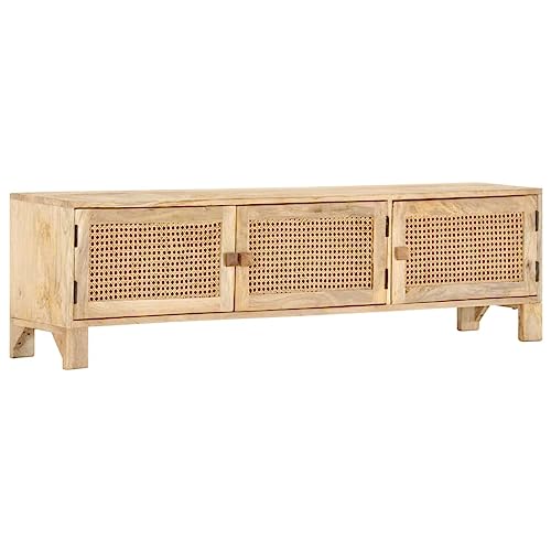 TV-Schrank ,Aufbewahrungsschränke,Konsolenschränke,Vitrinenschränke,TV-Möbel,Zentrales Kabinett,Dekorative Schränke,für Wohnzimmer,Arbeitszimmer,140x30x40 cm Mango Massivholz und Rohrgeflecht