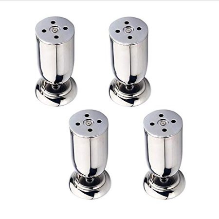 WZP Möbel Stützfüße,Sofa Fuß Zubehör Edelstahl Verstellbare Stützfüße,Couchtisch Tv-Schrank Tisch Bett Stützfuß Möbel Fuß Pad Metall Stark Tragen/Silber / 120mm