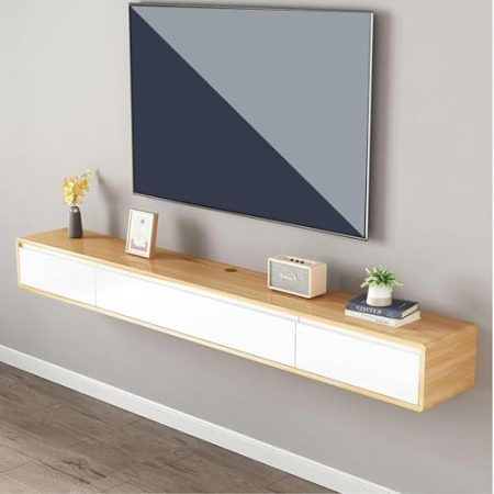 Tv Lowboard - Tv Schrank Hängend - 140 Cm Großes Medienkonsolen-Entertainment-Center-TV-Regal, Regale Für Spielekonsolen/Streaming-Media-Geräte, DVD-Aufbewahrungsregale Wandmontage TV-Schrank~/