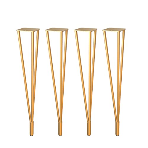 HWZP026 4 Stück DIY-Möbel Metall-Tischbeine,Moderne Möbelbeine für Schrank, Kleiderschrank, TV-Schränke, Nachttisch Mit Schrauben und Schutzfüßen (80cm/31.49in,Gold)