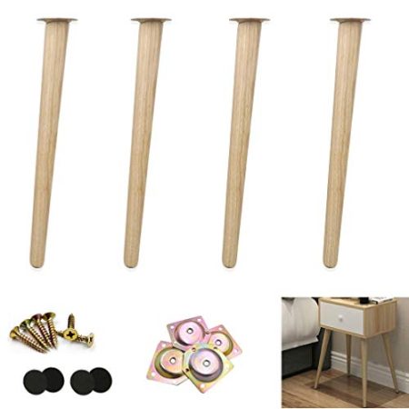 GVBJIUAXJM Konische Tischbeine aus Massivholz, neigbare Ersatzmöbelbeine, runde Couchtisch-Sofafüße aus Eiche, TV-Schrank, Schrank, Ottomane, Zweisitzer, Kommode, Stuhl, DIY-Zubehör zur Erhöh