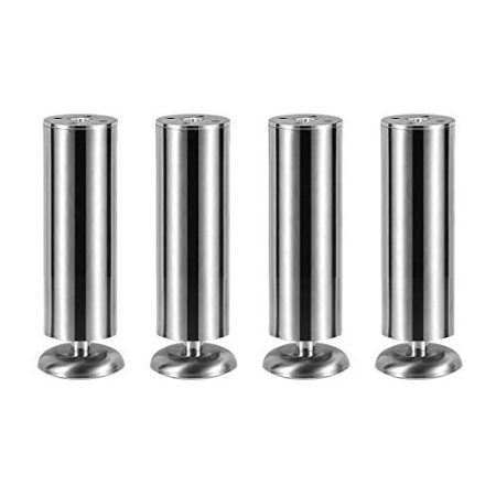 Verstellbare Möbelbeine aus Edelstahl, Badezimmer-/Weinschrankbeine, Stützbeine für Sofas, Couchtische, Schrankbettbeine, 3 Farben, 9 Größen, mit Zubehör, 4 Stück (15 cm, weiß) (gebürstetes