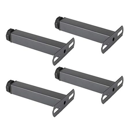 GODFSAHG 4-teiliges Set Bettbeine, Metall-Möbel-Sofa-Stützbeine, Bettgestell-Zubehör, Schminktischfüße, quadratisches T-förmiges Bein, Heimwerker-Projekte, höhenverstellbar 0–10 mm, aus Eisen, Grau (
