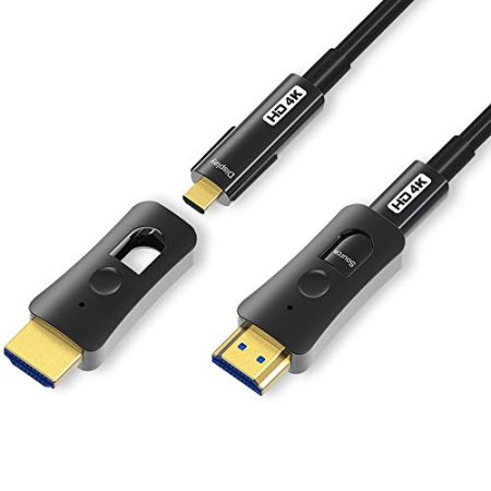 YIWENTEC HDMI Fibre Cable 4k@60Hz HDCP2.2 4:4:4 High Speed 18Gbps HDR 3D 4K2K HDMI Optic Fibre Cable with Micro HDMI Pull Type (20M)