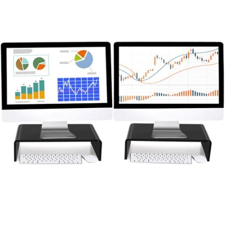 Jetec Acryl-Monitorständer, Schreibtisch-Video-Acryl-Monitorerhöhung, Schreibtischregal, Computer-Ständer für Laptop, TV, Computer, Bildschirm, Schreibtisch, Organizer, Lehrertag, Zubehör, Schwarz,