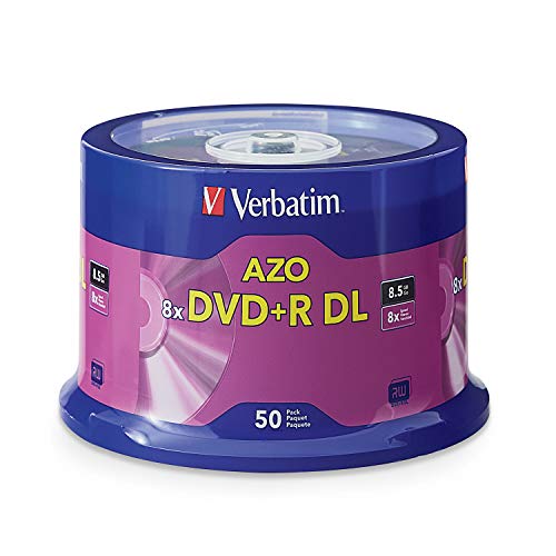 Verbatim DVD+R DL 8,5 GB 8X mit Markenoberfläche – 50 Stück Spindel, 50 – Disc