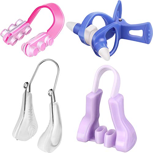 4-teiliges Nasenclip-Set aus Silikon, Nasensteg, Schlankheitsclips, Beauty-Clips, für Frauen (Violett, Rosa, Blau, Transparent)