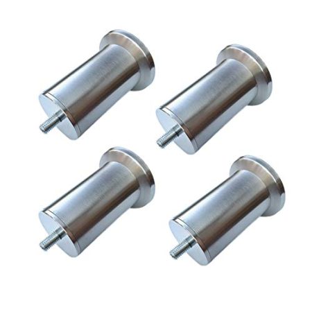 4 Stücke Möbelfüße Möbelbeine aus Edelstahl Tischbein aus gebürstetem Metall Stützfüße Sofa Runde Füße Kabinettfüße Dickes Material M10 Schraube Möbel Zubehör,Silber(73cm)