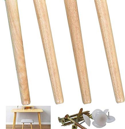 FWZJ 4-teilige Möbelbeine aus Massivholz, Tischbeine aus Buche, Beine aus konischem Sofa, Ersatzbeine, für Tisch, Schrank, Couchtisch, Bank, TV-Schrank, mit Zubehör, Höhe 5-70 cm Optional (50 cm)
