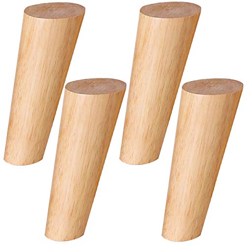 4pcs Massivholz-Sofabeine Möbelfüße,Eiche Ersatz Möbelbeine Bettfüße Esstischbeine,Modern TV-Schrankbeine Couchtischfüße,Schräg Kegel Nachttischebein Ottomane Stuhl Füße,Mit Zubehör (60cm/23.6")