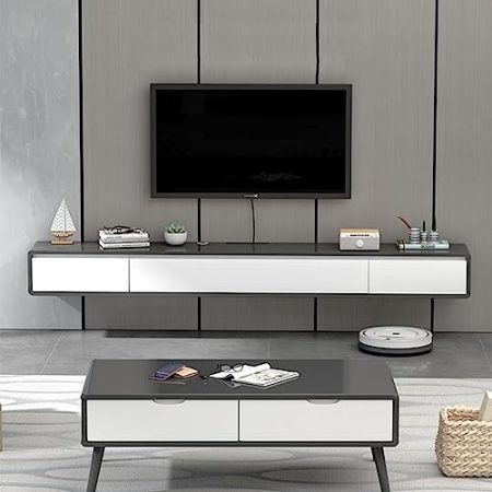 Tv Schrank Hängend - Wandmontage TV-Schrank - Tv Lowboard, 120/140 Cm TV-Ständer, TV-Lowboard Mit 2 Schubladen, TV-Board, Schwebender TV-Ständer, Wandmontierte Medienkonsole ( Color : Blanco , Size :