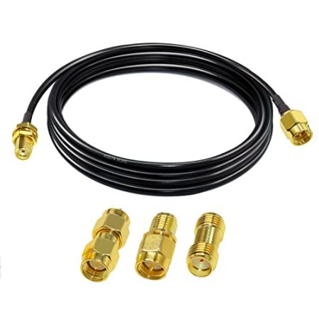TUOLNK RG174 SMA Koaxialkabel SMA Stecker auf SMA Buchse RF Koaxialkabel 6,6 Fuß (2 m) + 3 Stück SMA Adapter Set 3G 4G LTE WiFi Antenna Wireless Lan Low Loss Verlängerungskabel CB Radio