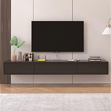 TV Lowboard Hängend - Wandmontage TV-Schrank - TV Schrank Hängend, Schwebendes TV-Regal Aus Holz Und MDF, Moderner Schwebender TV-Ständer Mit 2 Schubladen, Für Zuhause Und Büro ( Color : Black , Size